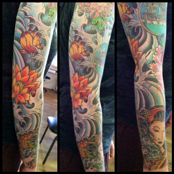 Blood Water Tattoo Flower Water Sleeve 2