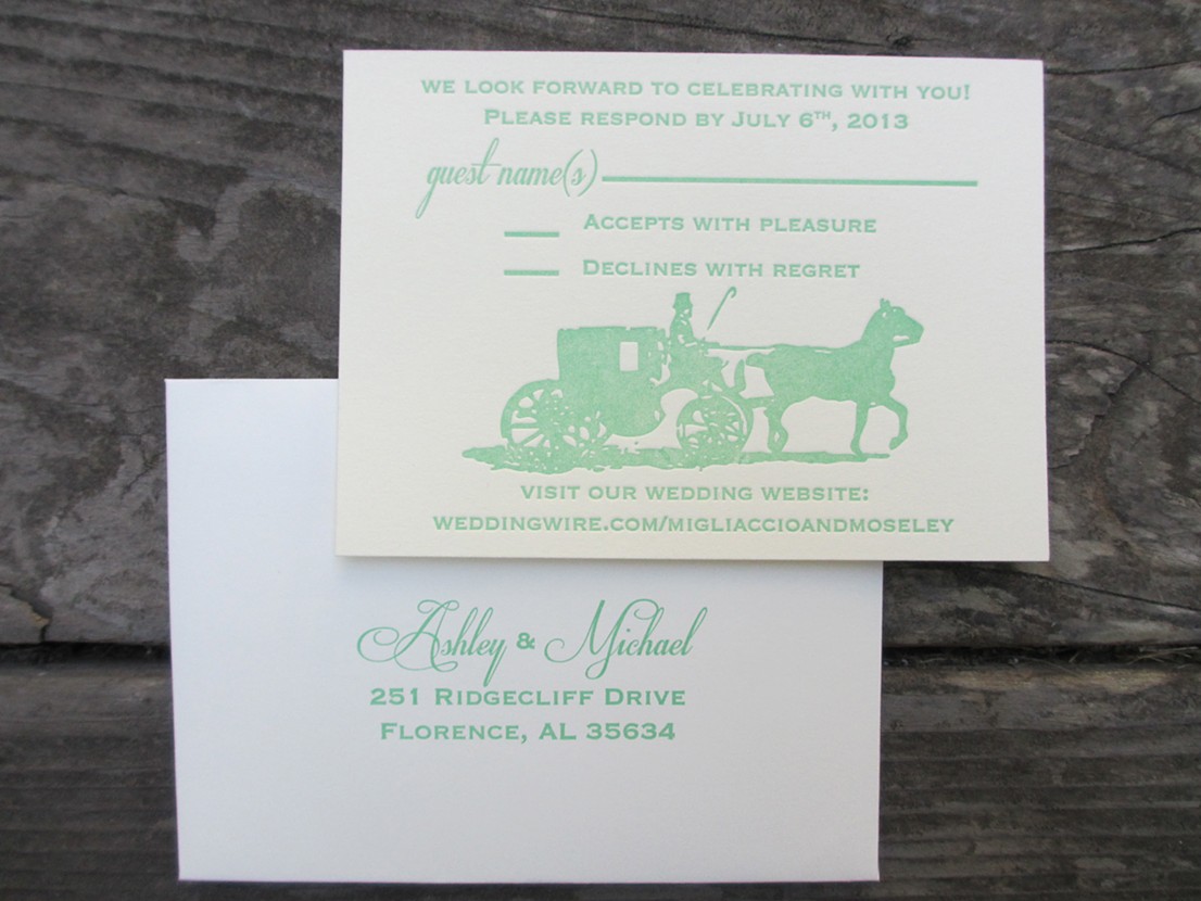 Seaside Press Letterpress Wedding Rsvp Horse Carriage Letterpress Wedding Rsvp Horse Carriage