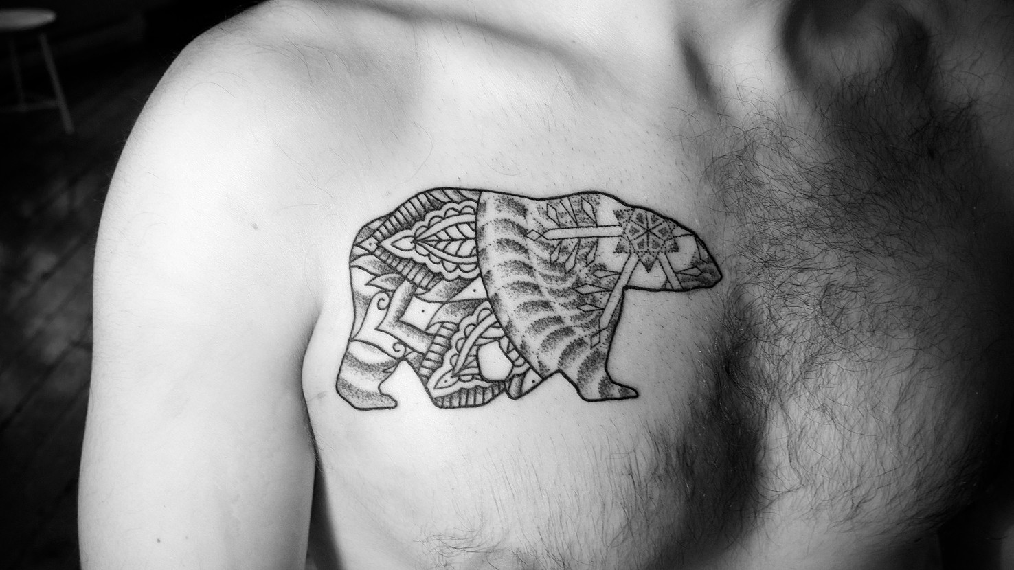 Custom Tribal And Blackwork Tattoos By Mikel Mandala Polar Bear
